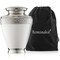 Adult Cremation Urn for Human Ashes - White and Silver with Velvet Bag